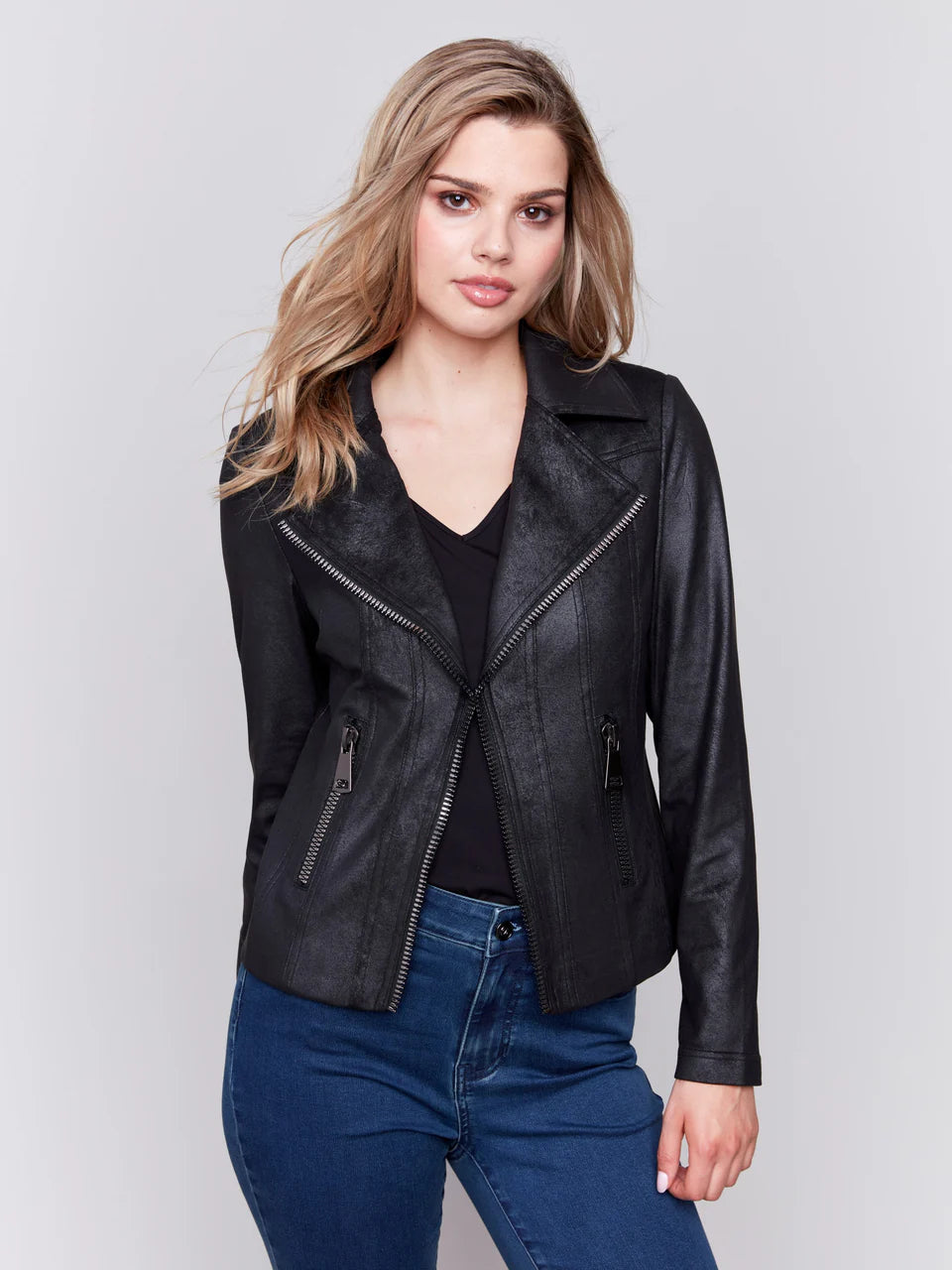 Vintage Faux Leather Perfecto Jacket Size X X Large Cherry Blossom Boutique